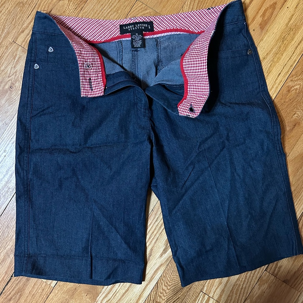 Larry Levine Dark Blue Jean Shorts for Men